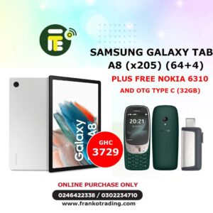 Samsung Galaxy Tab A8 (x205) (64gb+4gb) plus free nokia 6310 and Otg type C (32gb)