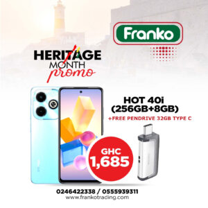 Infinix Hot 40i (x6528) (256gb+8gb) plus free Pendrive 32 Type C and cover
