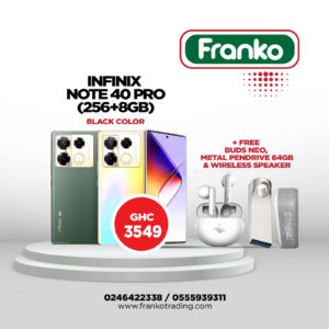 Infinix Note 40 (x6850) Pro (256gb+8gb) plus free Buds Neo and Metal Pendrive 64gb and wireless speaker