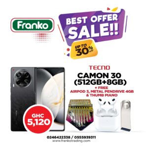 Tecno Camon 30 5G (CL7) (512gb+8gb) plus free Airpod 3, Metal Pendrive 4gb and Thumb Piano
