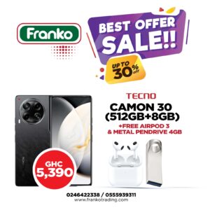 Tecno Camon 30 5G (CL7) (512gb+8gb) plus free Airpod 3 and Metal Pendrive 4GB