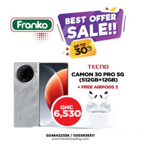 Tecno Camon 30 Pro 5G (CL8) (512gb+12gb) plus free Airpods 3 and Water Bottle